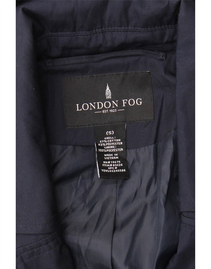 LONDON FOG Trench Coat med hætte til kvinder UK 10 Lille marineblå bomuld