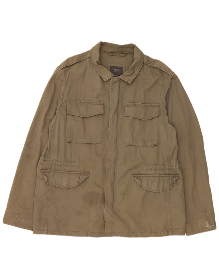 Marks & Spencer Kvinder Utility Jacket UK 44 2XL Khaki Bomuld