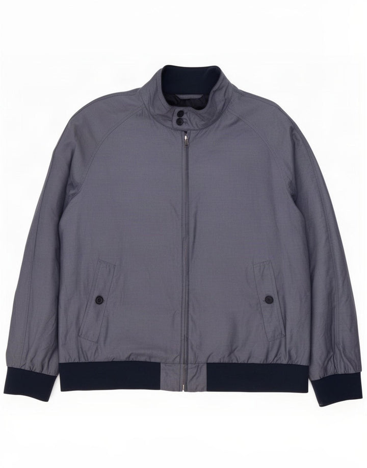 Marks & Spencer Herre Bomber Jacket UK 46 3XL Blå Colourblock Bomuld