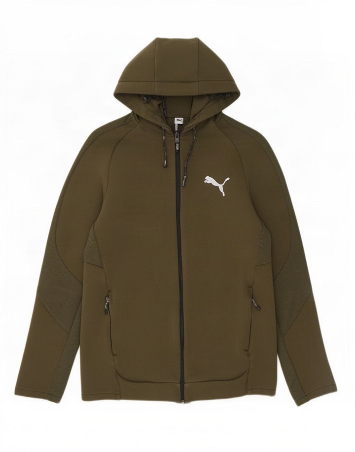 Puma Dame Hættetrøje Sweater UK 14 Medium Khaki Bomuld
