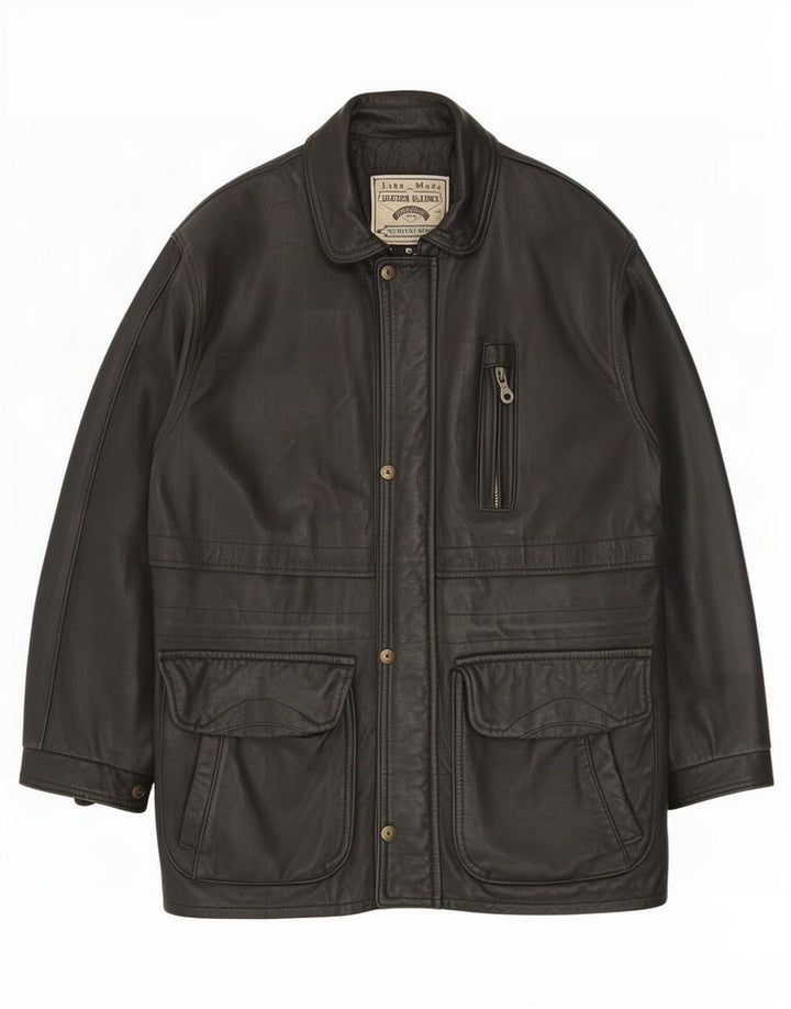 Vintage herre læderjakke IT 48 Medium Sort