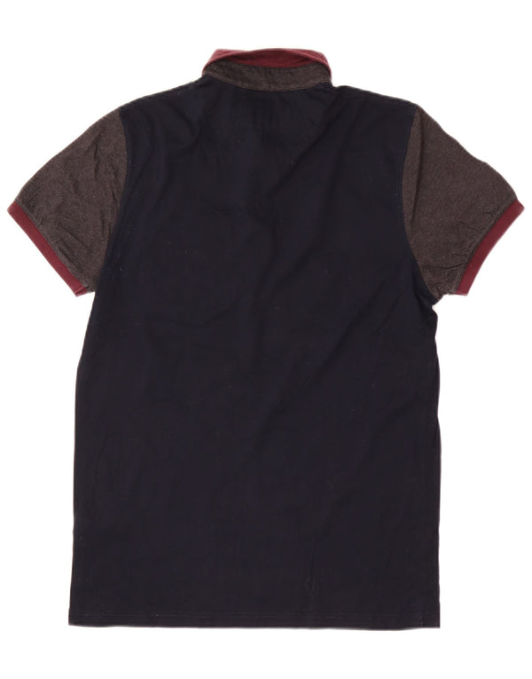 Ted Baker herre poloshirt størrelse 2 Small Navy Blue Colourblock Cotton