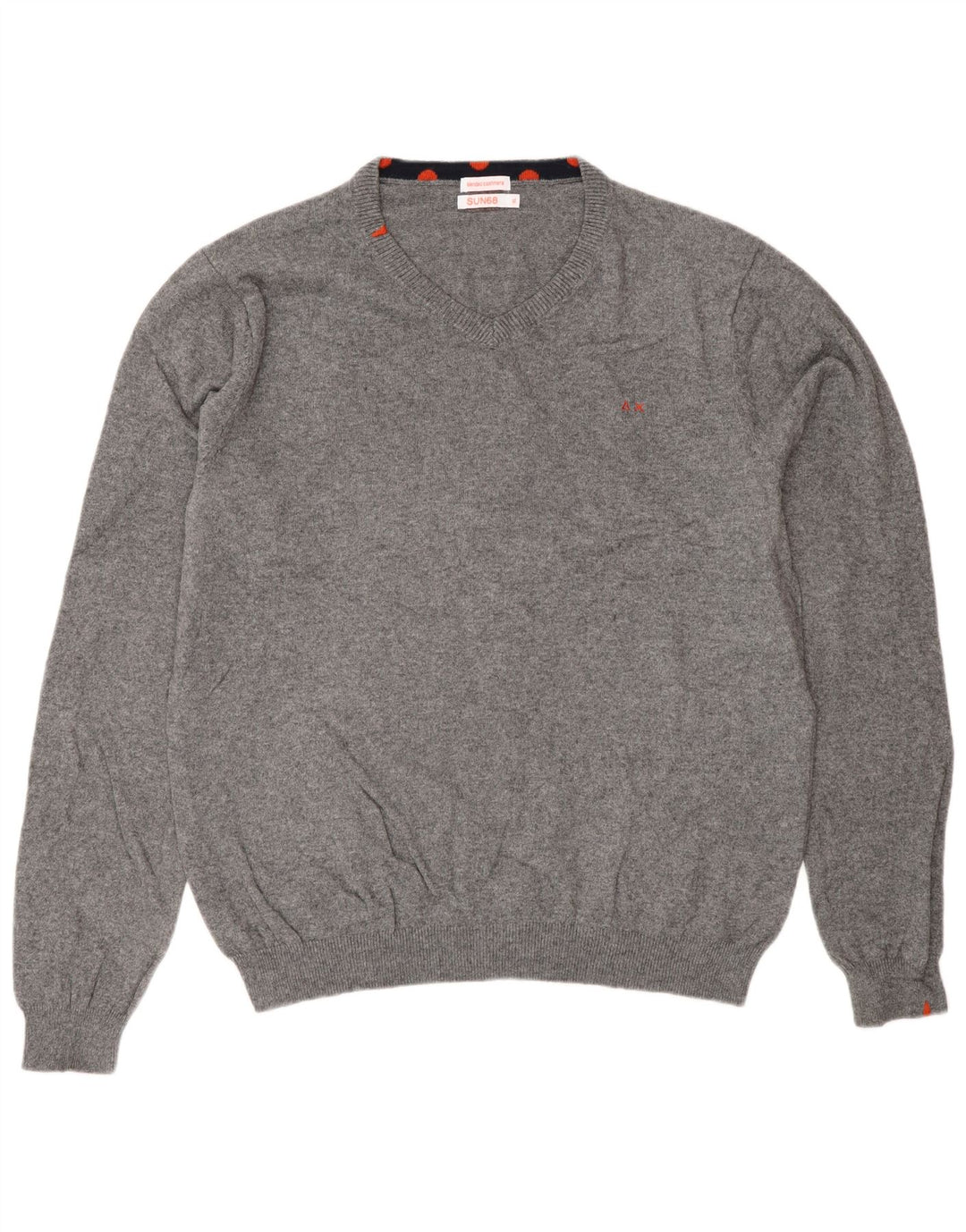 Sun68 Herre V-hals sweater XL Grå Flecked Bomuld