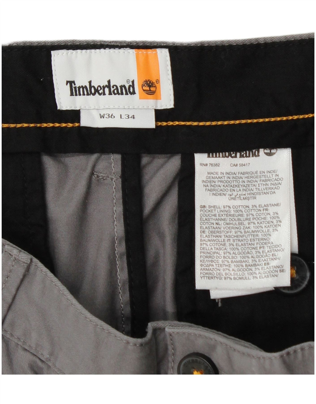 TIMBERLAND Herre Slim Chino Bukser W36 L34 Grå Bomuld
