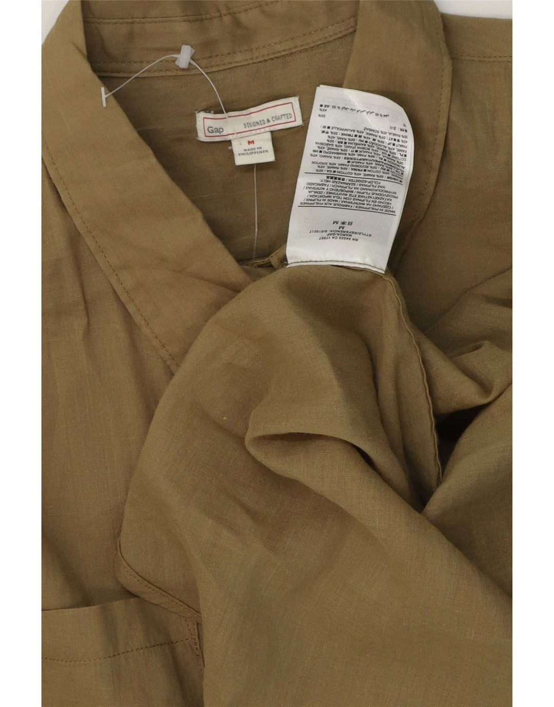 Gap Womens Longline Shirt UK 14 Medium Khaki Ramie