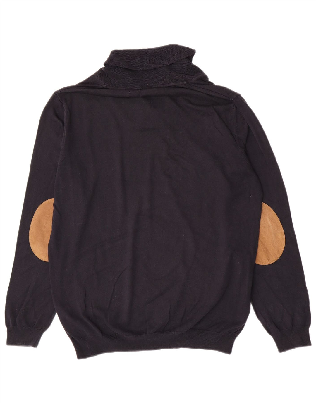 Zara Herre Shawl Neck Jumper Sweater Stor Marineblå Bomuld
