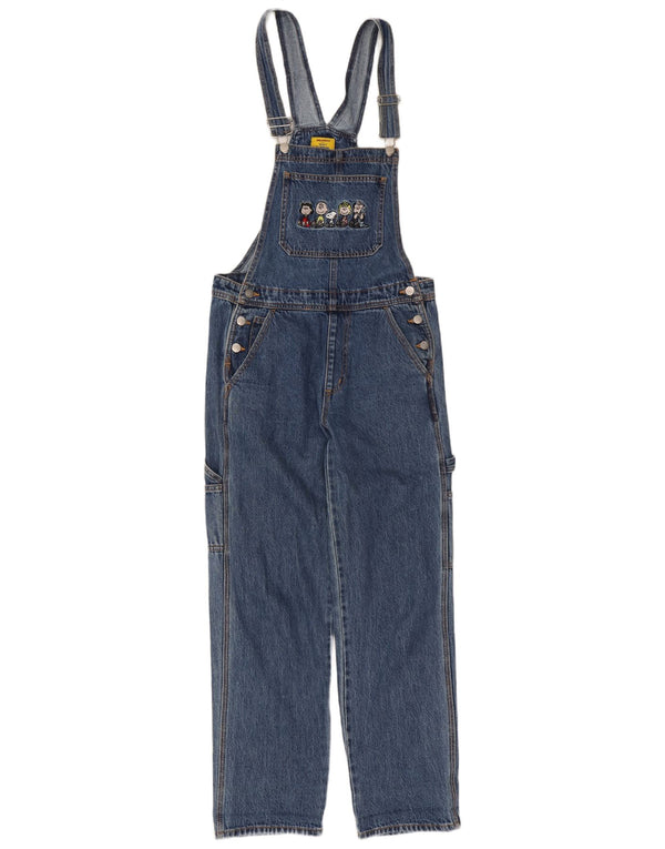 Pull & Bear Dame Dungarees Grafiske Straight Jeans Small W26 L30 Blue