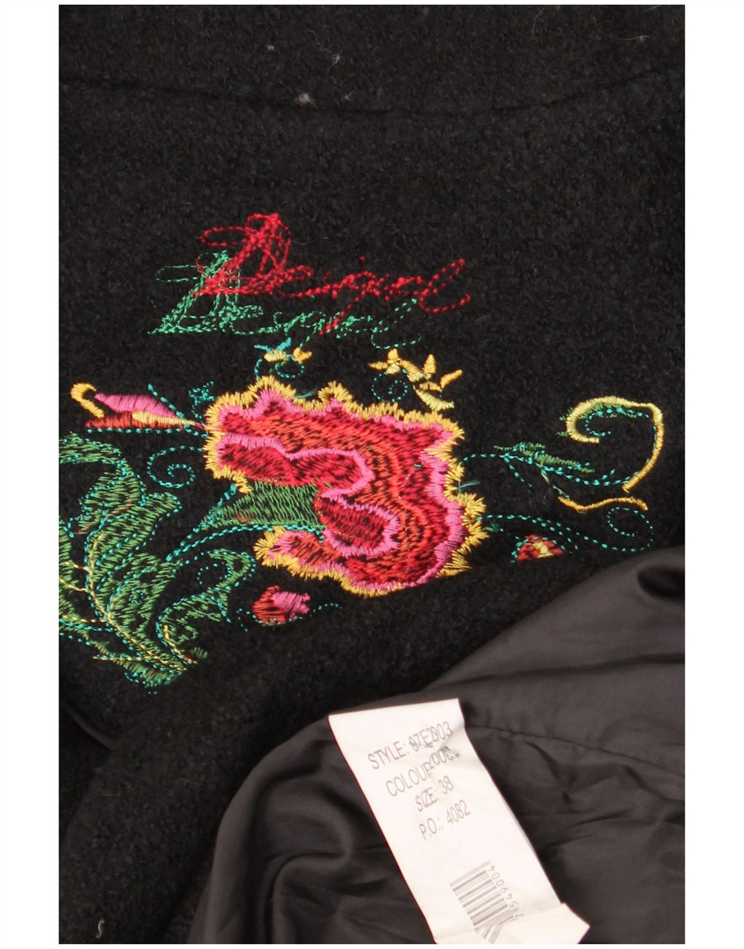 Desigual grafisk overfrakke til kvinder EU 38 Medium Black Floral Viscose