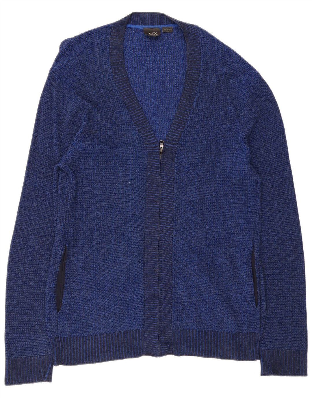 Armani Exchange Herre Full Zip Neck Jumper Sweater XL Navy Blue Rayon