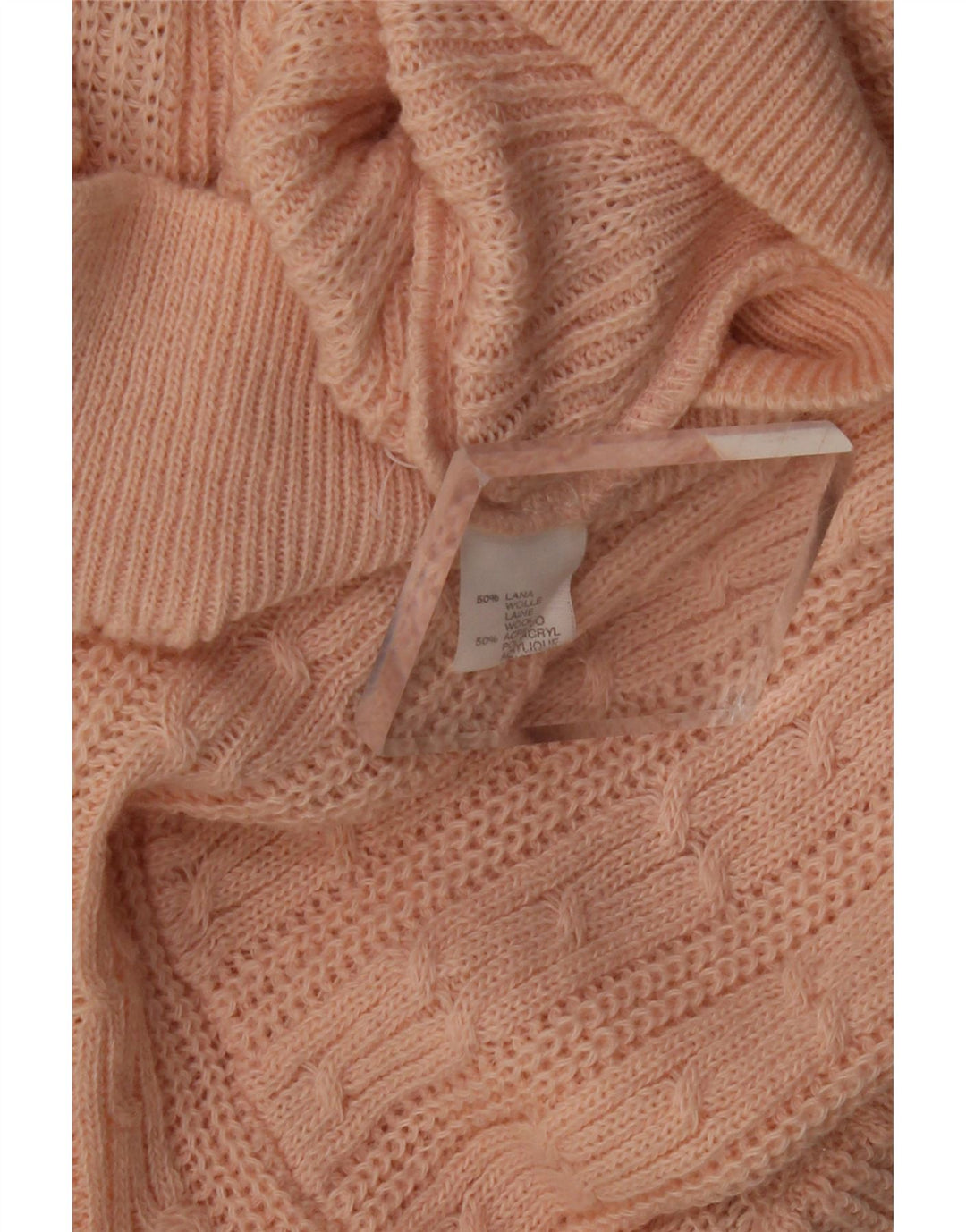 VINTAGE Dame Turtle Neck Sweater UK 12 Medium Pink Uld