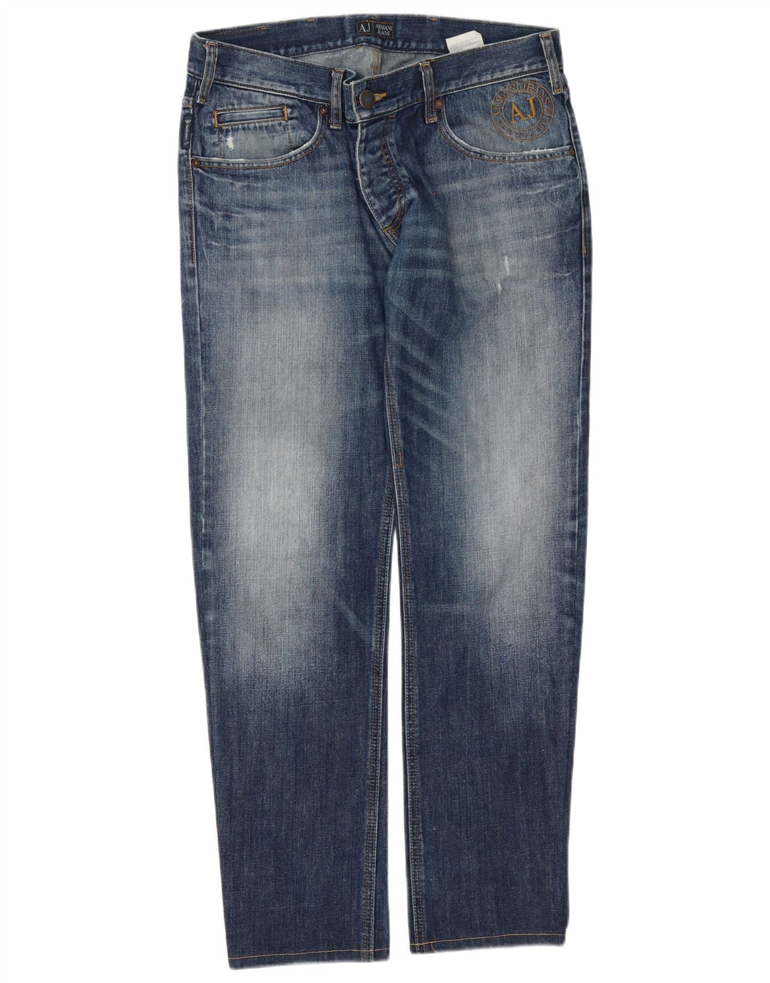 Armani Herre Distressed Slim Jeans W34 L30 Blå Bomuld