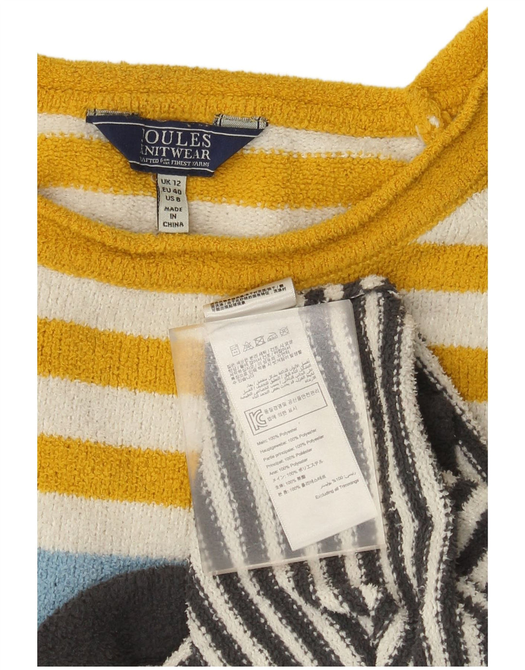 Joules Dame Boat Neck Jumper Sweater UK 12 Medium Flerfarvet Stribet
