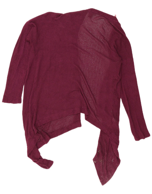Eddie Bauer Dame Asymmetrisk Åben Cardigan Sweater UK 18 XL Maroon Rayon