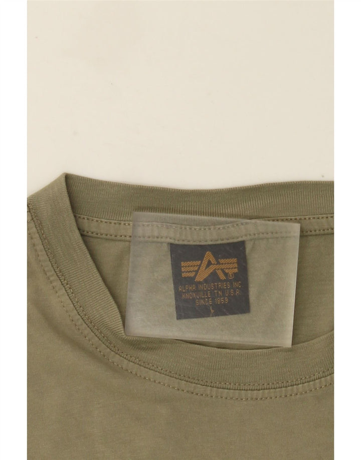 Alpha Industries Herre Grafisk T-Shirt Top Stor Khaki