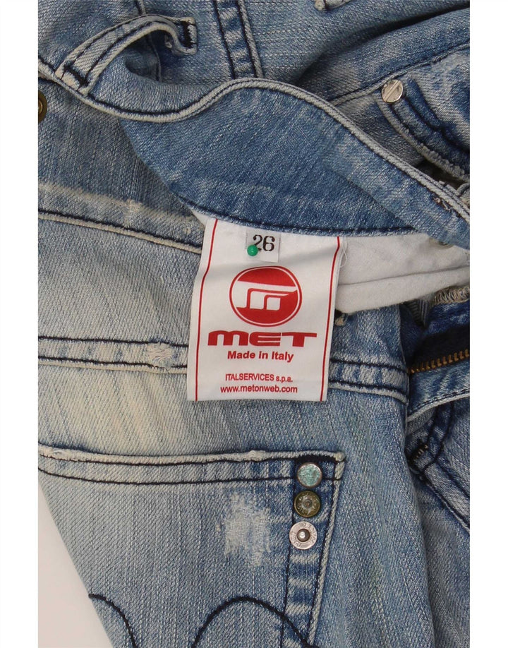 MET Slim Jeans til kvinder W26 L30 Blå Flecked Bomuld