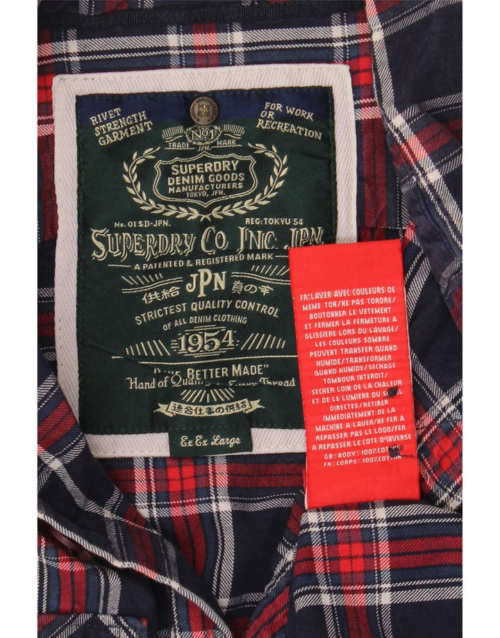 Superdry Flanelskjorte til mænd 2XL marineblå ternet bomuld