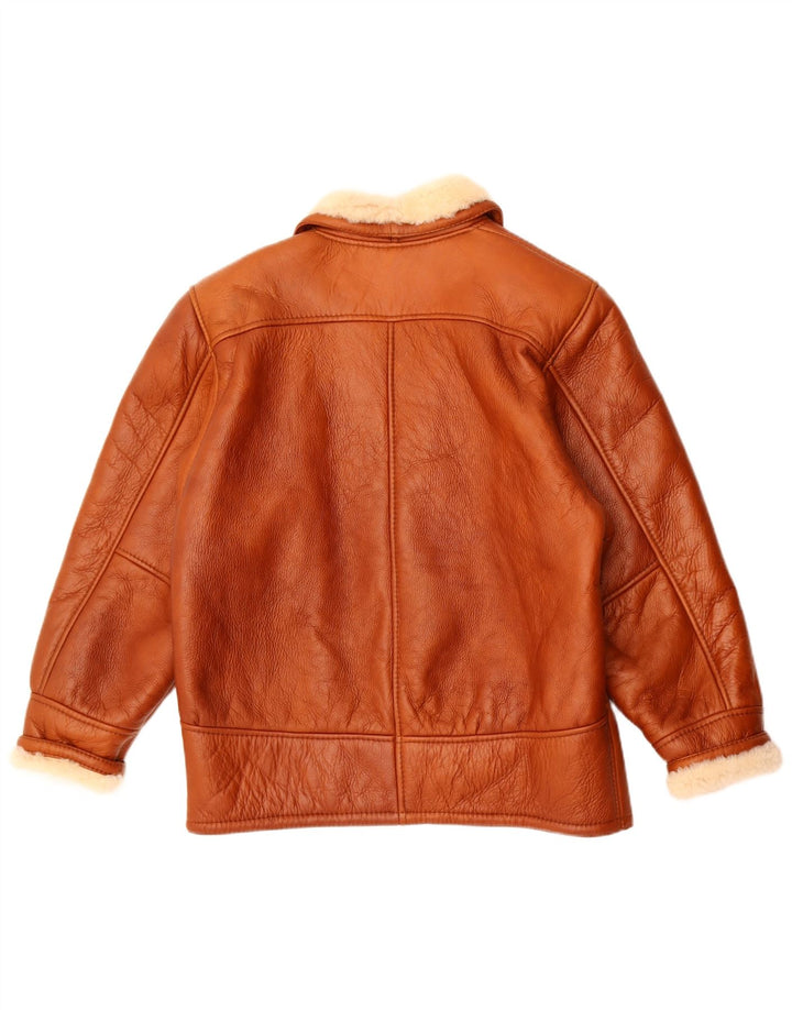 Anfor Womens Loose Fit Shearling Jacket IT 44 Medium Brown Shearling