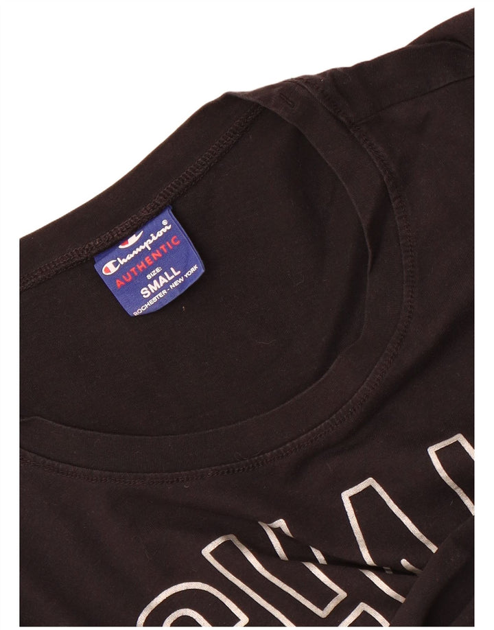 Champion Dame Grafisk T-Shirt Top UK 10 Lille Sort