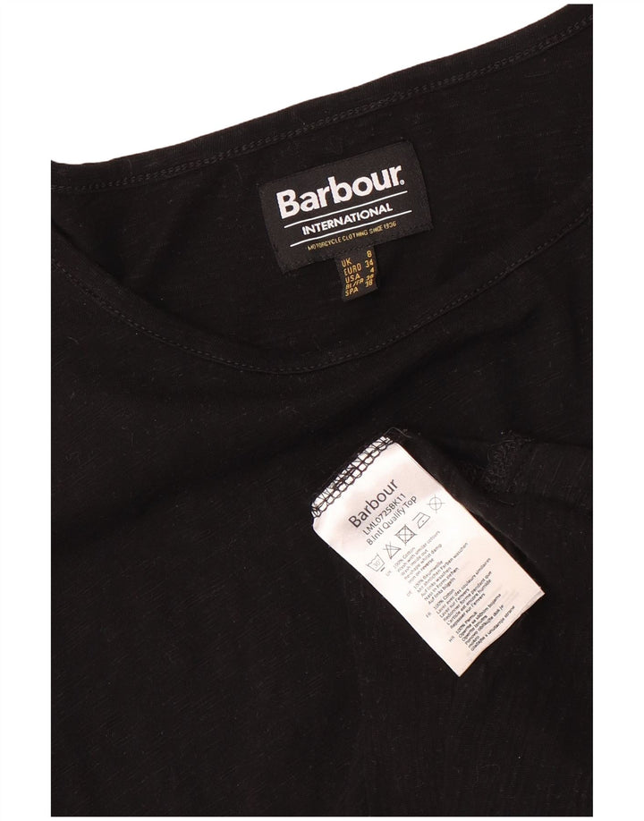 Barbour Dame T-Shirt Top UK 8 Lille Sort Bomuld