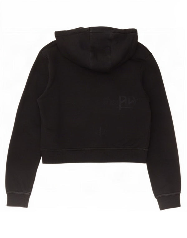 Nike Womens Crop Graphic Hoodie Jumper UK 14 Medium Black Bomuld