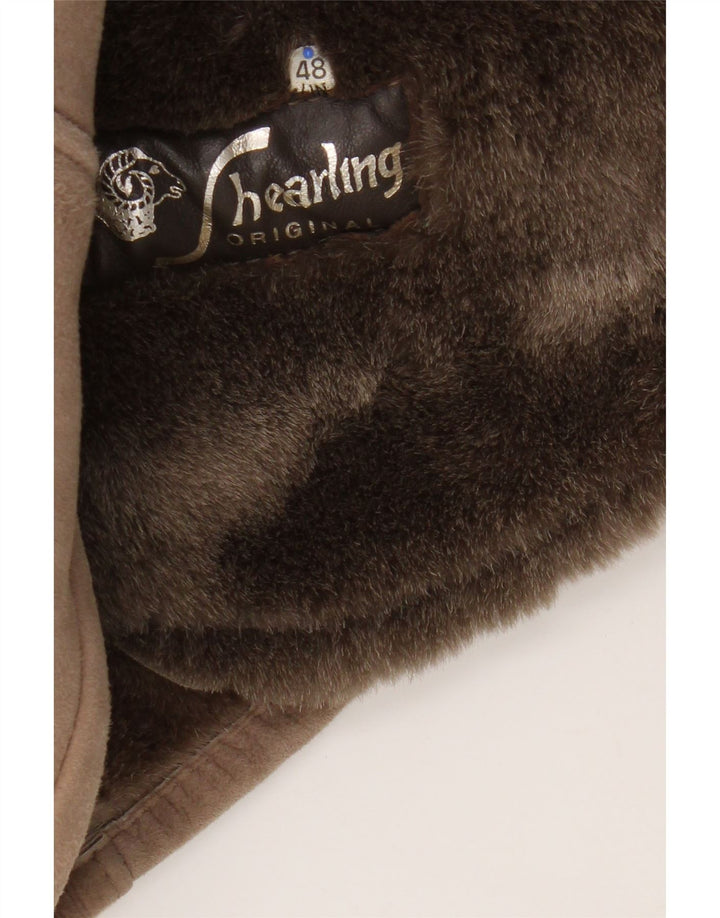 Vintage Dame Shearling Coat IT 48 XL Brun Shearling