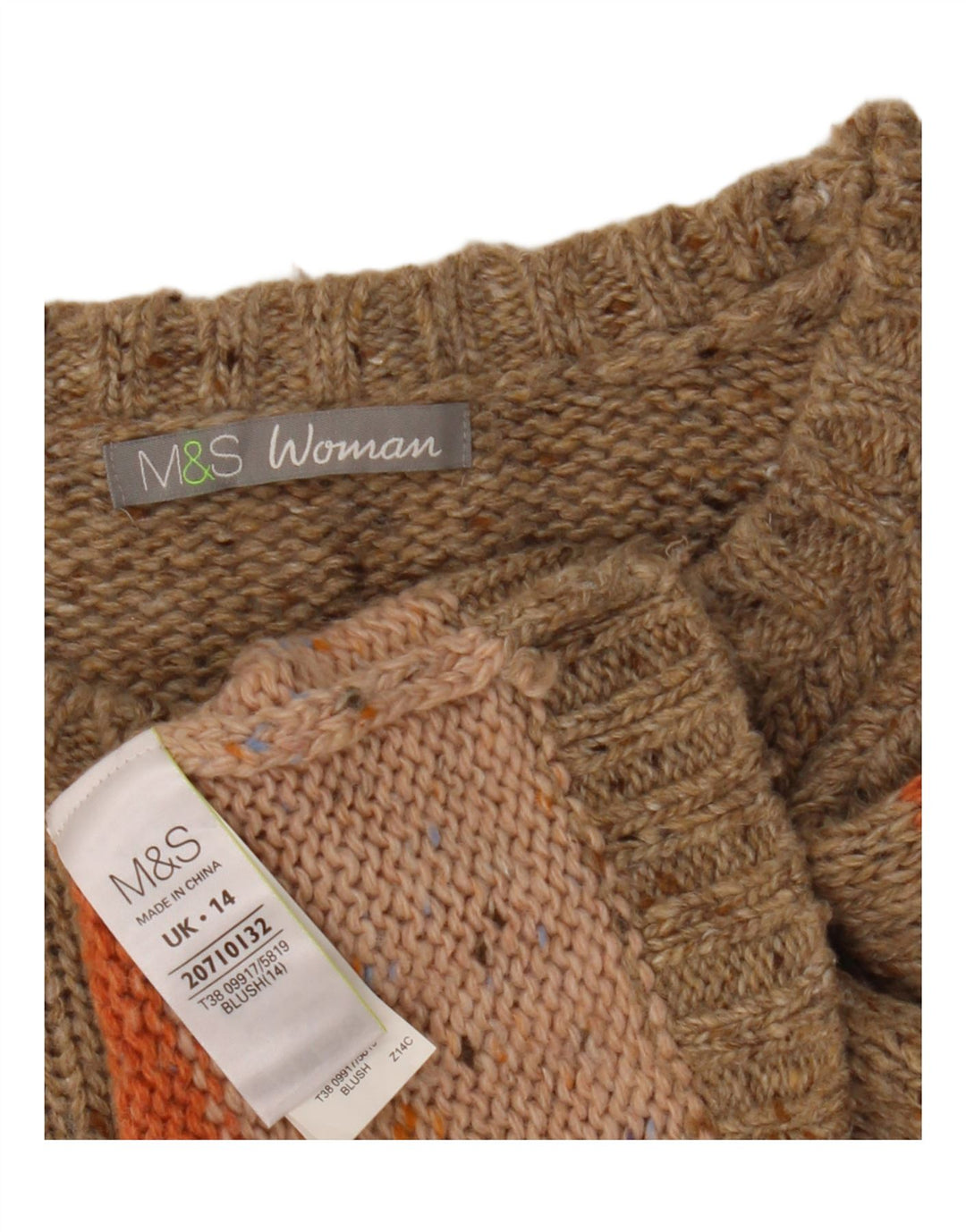 Marks & Spencer Dame Boat Neck Jumper Sweater UK 14 Large Beige