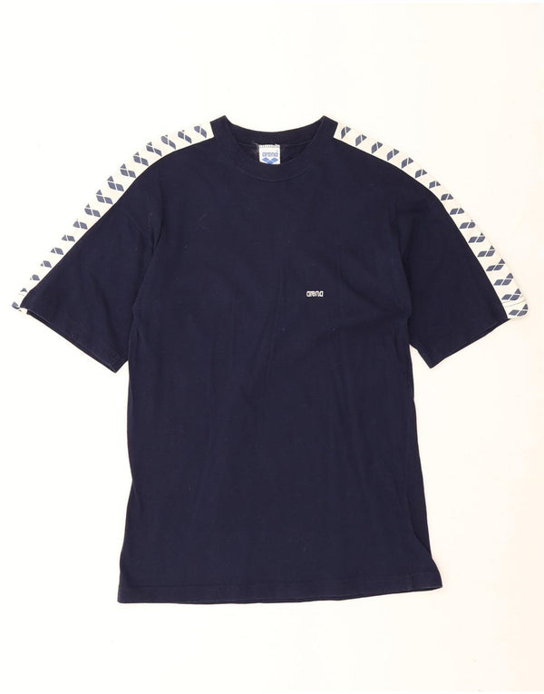 Arena Herre grafisk T-shirt Top Small Navy Blue Colourblock
