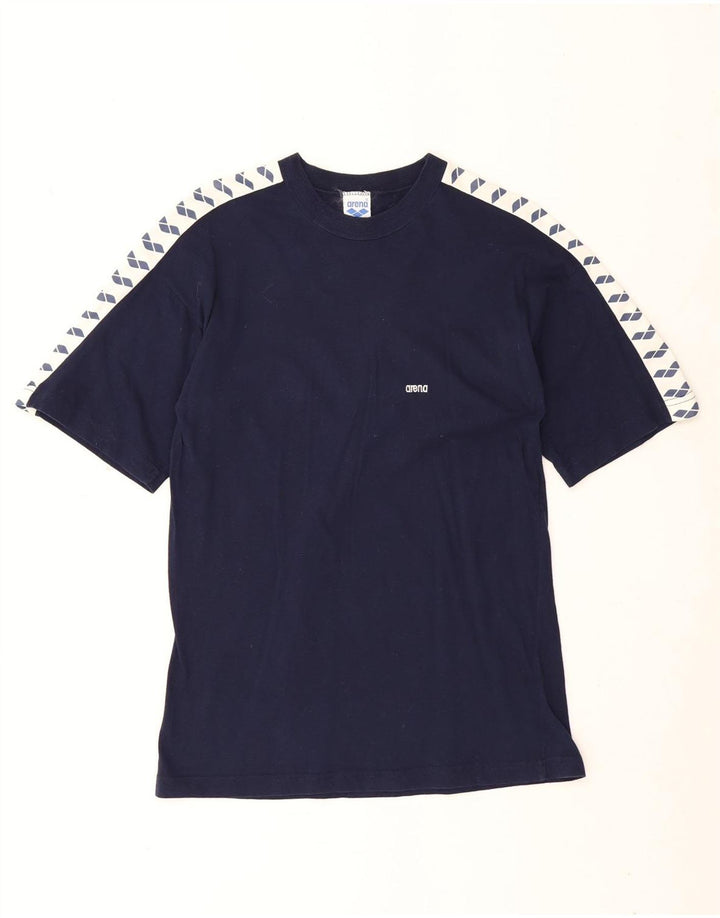 Arena Herre grafisk T-shirt Top Small Navy Blue Colourblock