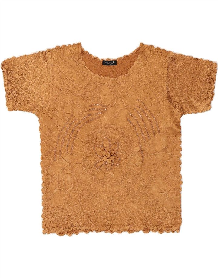 VINTAGE Womens Blouse Top UK 12 Medium Brown Polyester Vintage Vintage and Second-Hand Vintage from Messina Hembry 