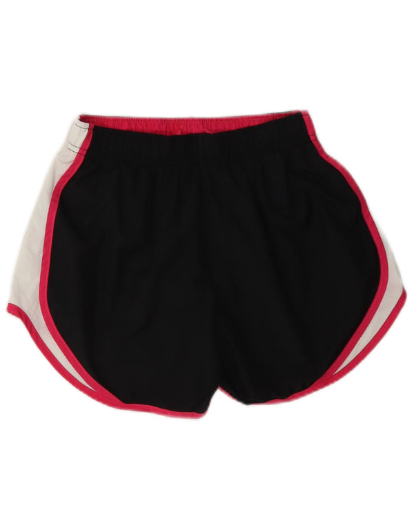 Nike Dame Dri Fit Sports Shorts UK 4 XS Sort Colourblock Polyester
