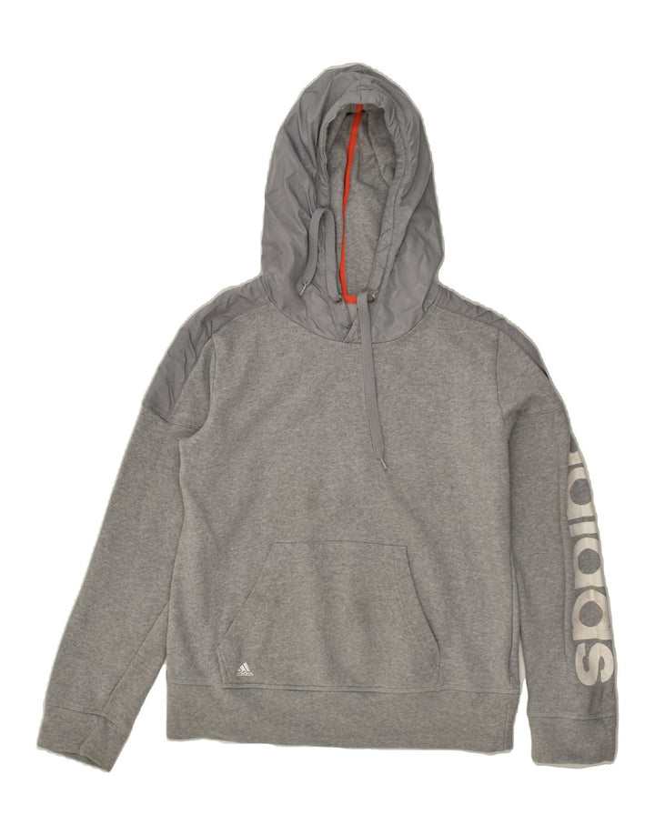ADIDAS Womens Graphic Hoodie Jumper UK 12/14 Medium  Grey Cotton | Vintage Adidas | Thrift | Second-Hand Adidas | Used Clothing | Messina Hembry 