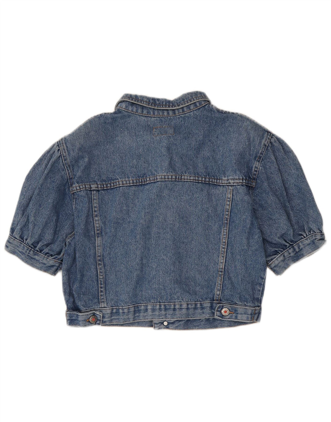 Fly Time Womens Crop Kortærmet denimjakke IT 42 Medium Blue Cotton