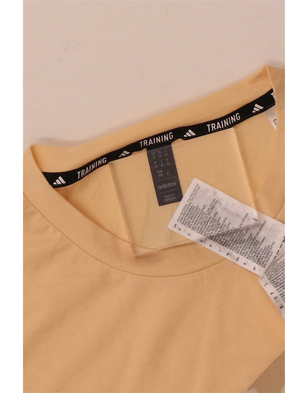 Adidas Herre Trænings Grafisk T-Shirt Top Medium Beige Bomuld