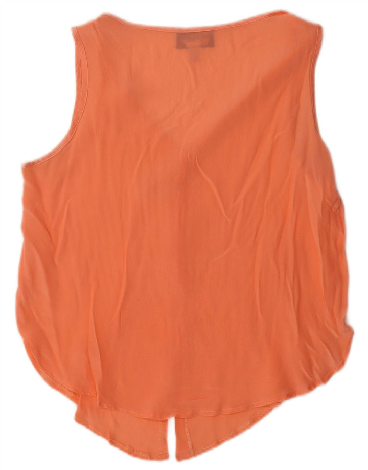 Vintage Damevest Top UK 14 Stor Orange Silke