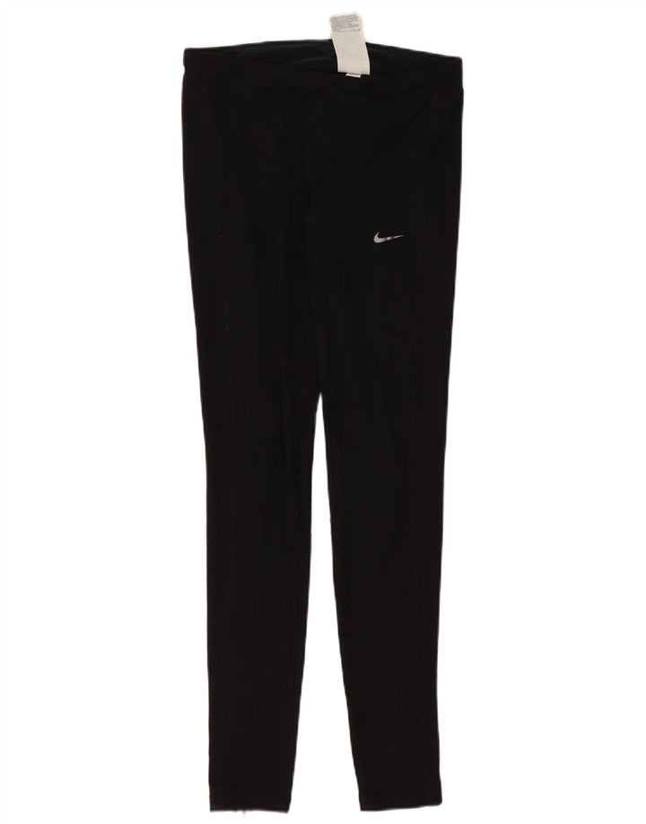 NIKE Dame Dri Fit Leggings UK 12 Medium Sort Polyester