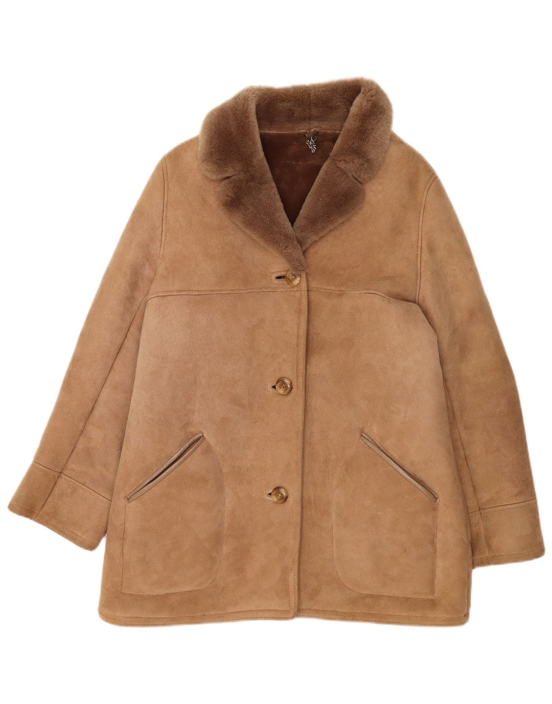 Vintage dame shearling frakke UK 16 stort beige fåreskind