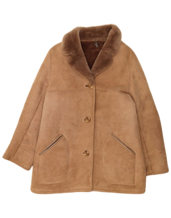 Vintage dame shearling frakke UK 16 stort beige fåreskind