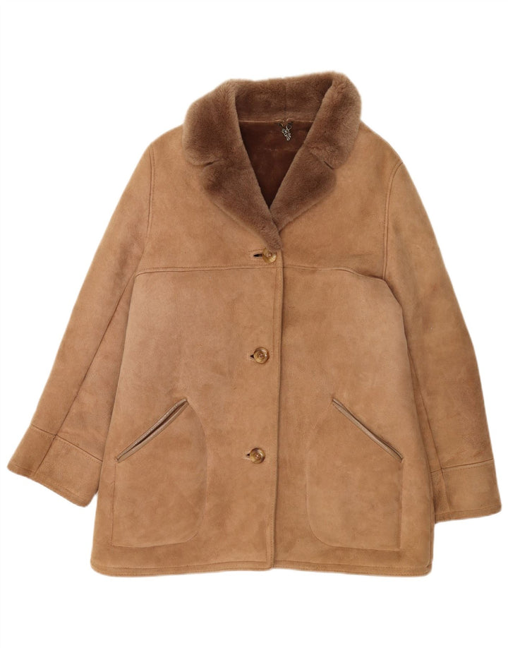 Vintage dame shearling frakke UK 16 stort beige fåreskind