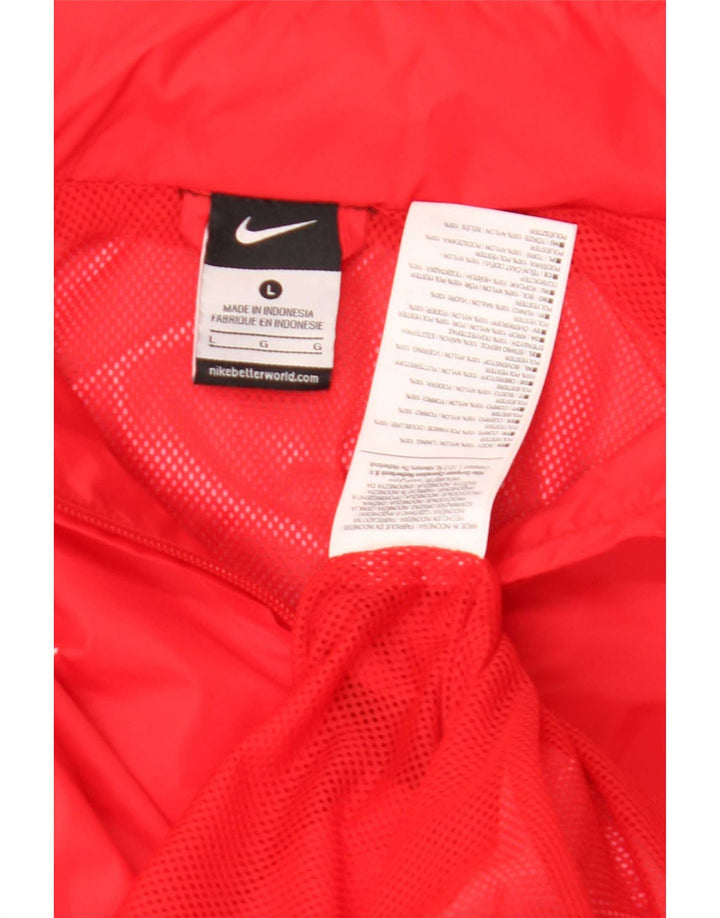 Nike Regnjakke med hætte til mænd UK 40 Stor rød nylon