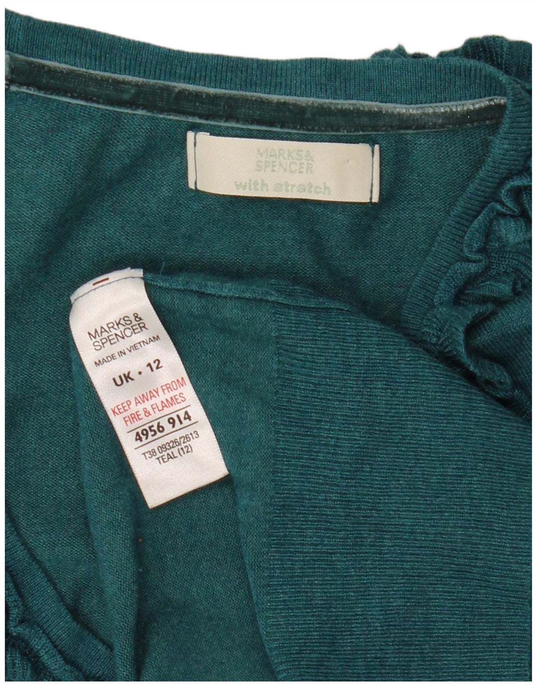 Marks & Spencer Dame Crop Cardigan Sweater UK 12 Medium Green