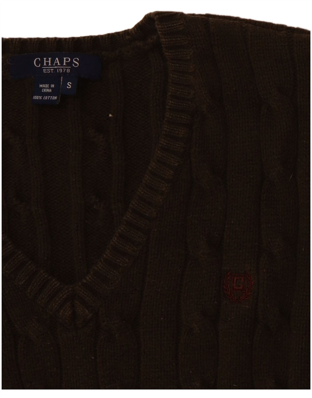 CHAPS Dame V-hals sweater UK 8 Lille brun bomuld