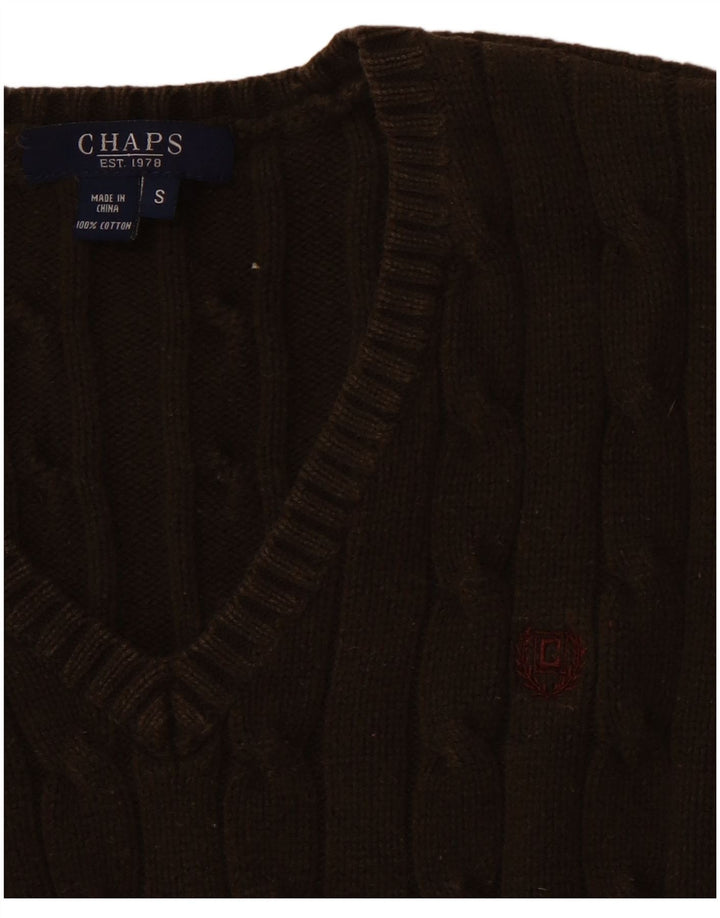 CHAPS Dame V-hals sweater UK 8 Lille brun bomuld