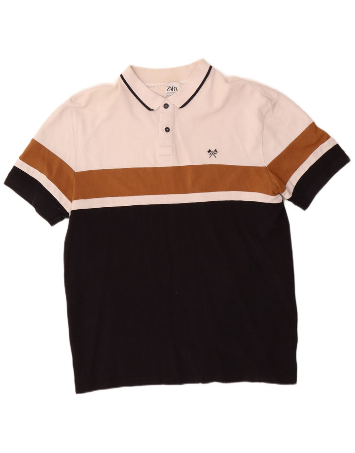 Zara Polo Shirt til mænd XL Hvid Colourblock