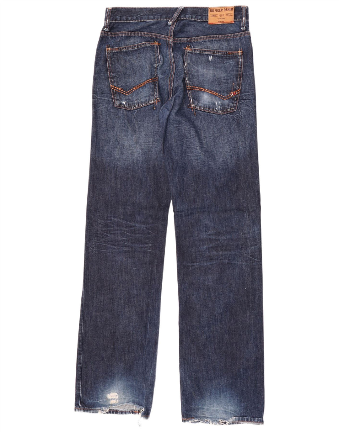 Tommy Hilfiger Herre Distressed Straight Jeans W31 L36 Blå