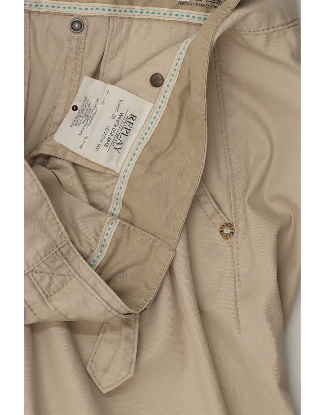 Replay Dame Chino Shorts W28 Medium Beige Bomuld