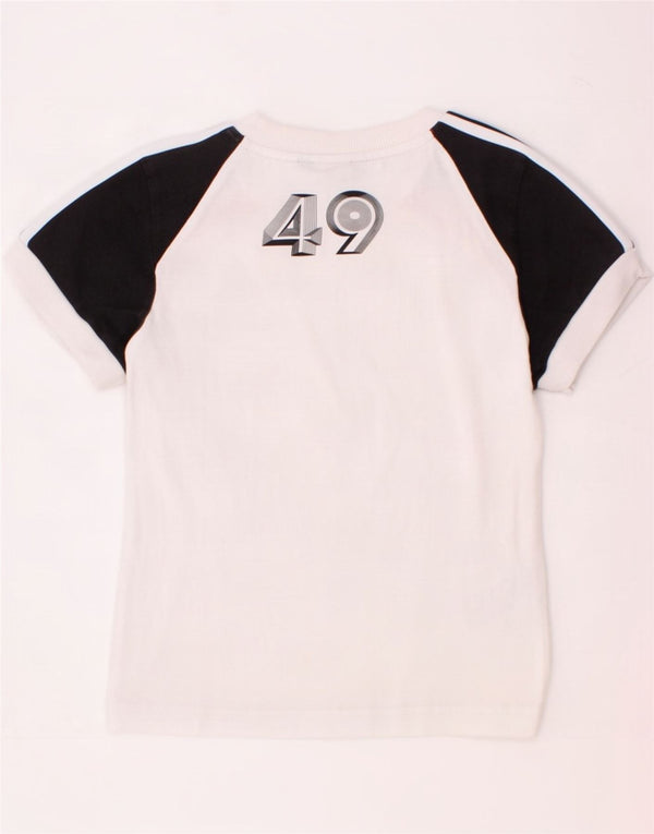 Adidas Boys Graphic T-Shirt Top 5-6 Years White Colourblock Cotton