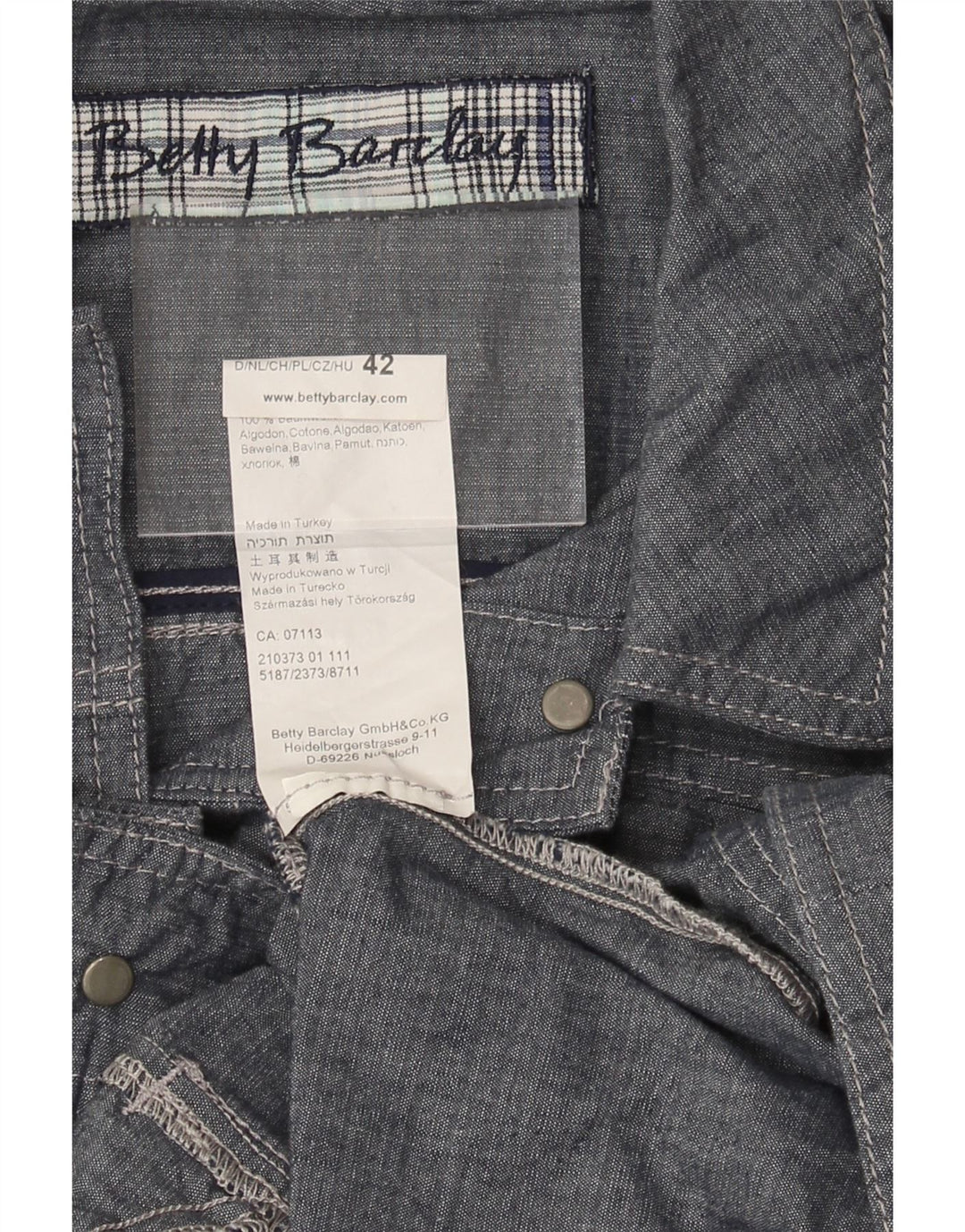 BETTY BARCLAY Womens Bomber Jacket IT 42 Medium Blue Cotton Vintage Betty Barclay and Second-Hand Betty Barclay from Messina Hembry 