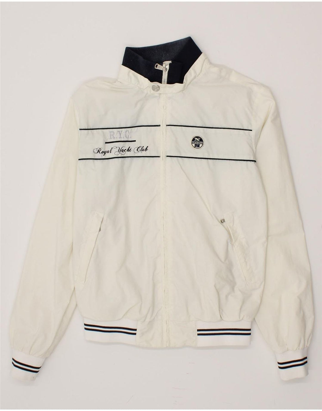 NORTH SAILS Boys Graphic Tracksuit Top Jacket 13-14 Years Off White Vintage North Sails and Second-Hand North Sails from Messina Hembry 