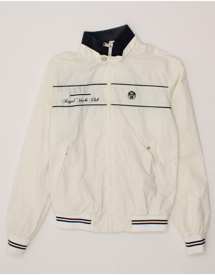NORTH SAILS Boys Graphic Tracksuit Top Jacket 13-14 Years Off White Vintage North Sails and Second-Hand North Sails from Messina Hembry 
