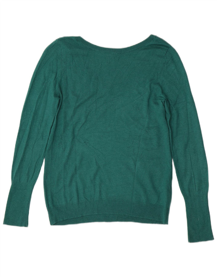 Benetton Dame V-hals sweater UK 12 Medium Green Viscose